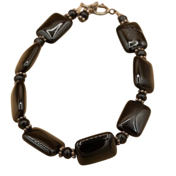 Unbranded Rectangle Mini Stone Black Bracelet - Picture 4 of 6